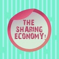 Word writing text The Sharing Economy. Business concept for systems assets or services shared between individuals Bottle Royalty Free Stock Photo
