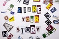 A word writing text showing concept of SHARE YOUR STORY made of different magazine newspaper letter for Business case on the white Royalty Free Stock Photo