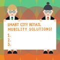 Word writing text Smart City Retail Mobility Solutions. Business concept for Connected technological modern cities Male Royalty Free Stock Photo