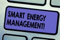 Word writing text Smart Energy Management. Business concept for Lessen consumer dependence on conventional energy