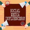 Word writing text Social Media Influencers. Business concept for showing who have a reputation for their knowledge Hu Royalty Free Stock Photo