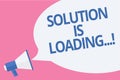 Word writing text Solution Is Loading.... Business concept for thinking of way to solve big problems Diagnoses Megaphone loudspeak