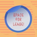 Word writing text Space For Lease. Business concept for Available location for rent to use for commercial purposes Royalty Free Stock Photo