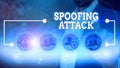 Word writing text Spoofing Attack. Business concept for impersonation of a user, device or client on the Internet