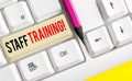 Word writing text Staff Training. Business concept for learn specific knowledge improve perforanalysisce in current Royalty Free Stock Photo