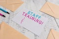 Word writing text Staff Training. Business concept for learn specific knowledge improve perforanalysisce in current Royalty Free Stock Photo