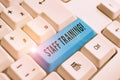 Word writing text Staff Training. Business concept for learn specific knowledge improve perforanalysisce in current Royalty Free Stock Photo