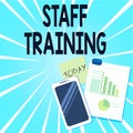 Word writing text Staff Training. Business concept for program that helps employees learn specific knowledge Layout Royalty Free Stock Photo