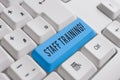 Word writing text Staff Training. Business concept for learn specific knowledge improve perforanalysisce in current Royalty Free Stock Photo