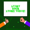 Word writing text Start Your Story Today. Business concept for work hard on yourself and begin from this moment Two Royalty Free Stock Photo