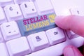 Word writing text Stellar Lumens. Business concept for cryptocurrency platform that uses on remittance and payments