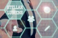 Word writing text Stellar Lumens. Business concept for cryptocurrency platform that uses on remittance and payments