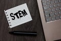 Word writing text Stem. Business concept for Development destruction of human embryos for science and research Laptop nice compute Royalty Free Stock Photo