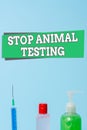 Word writing text Stop Animal Testing. Business concept for put an end on animal experimentation or research Primary Royalty Free Stock Photo