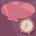 Word writing text Stop Animal Testing. Business concept for scientific experiment which live animal forced undergo Blank