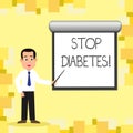 Word writing text Stop Diabetes. Business concept for Take care of your Sugar Levels Healthy Diet Nutrition Habits.