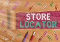 Word writing text Store Locator. Business concept for to know the address contact number and operating hours