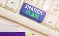 Word writing text Strategic Plan. Business concept for analysisagement activity that is used to set and focus priorities