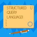 Word writing text Structured Query Language. Business concept for computer language for relational database Blank Square Color