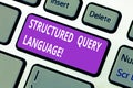 Word writing text Structured Query Language. Business concept for computer language for relational database Keyboard key