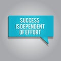 Word writing text Success Is Dependent Of Effort. Business concept for Make effort to Succeed Stay Persistent