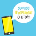 Word writing text Success Is Dependent Of Effort. Business concept for Make effort to Succeed Stay Persistent