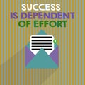 Word writing text Success Is Dependent Of Effort. Business concept for Make effort to Succeed Stay Persistent