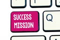 Word writing text Success Mission. Business concept for getting job done in perfect way with no mistakes Task made Royalty Free Stock Photo