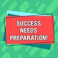Word writing text Success Needs Preparation. Business concept for Readiness for a future to accomplish goals Pile of Blank