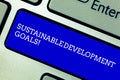 Word writing text Sustainable Development Goals. Business concept for Unite Nations Global vision for huanalysisity Royalty Free Stock Photo