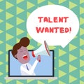 Word writing text Talent Wanted. Business concept for looking for a skill that someone has to do something very well Man