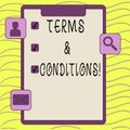 Word writing text Terms And Conditions. Business concept for Legal Law Agreement Disclaimer Restrictions Settlement. Royalty Free Stock Photo