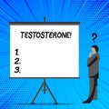 Word writing text Testosterone. Business concept for Male hormones development and stimulation sports substance