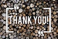 Word writing text Thank You. Business concept for Appreciation greeting Acknowledgment Gratitude Wooden background