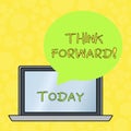 Word writing text Think Forward. Business concept for The act of thinking about and planning for the future Round Shape Royalty Free Stock Photo