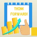 Word writing text Think Forward. Business concept for The act of thinking about and planning for the future Thumb Up Royalty Free Stock Photo