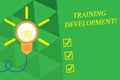 Word writing text Training Development. Business concept for Learn and Expand skills and knowledge Program Big idea