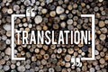 Word writing text Translation. Business concept for Transform words or texts to another language Wooden background