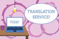 Word writing text Translation Service. Business concept for the Equivalent Target Language from the Mother Tongue Front