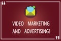 Word writing text Video Marketing And Advertising. Business concept for Promotion campaign optimization strategy Open Envelope Royalty Free Stock Photo