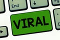 Word writing text Viral. Business concept for Circulated rapidly and widely from one Internet user to another