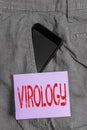 Word writing text Virology. Business concept for branch of science dealing with the variety of viral agents and disease