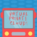 Word writing text Virtual Private Cloud. Business concept for configurable pool of shared computing resources Drawn Flat Front Royalty Free Stock Photo