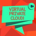 Word writing text Virtual Private Cloud. Business concept for configurable pool of shared computing resources Folded 3D Royalty Free Stock Photo