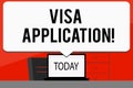 Word writing text Visa Application. Business concept for sheet to provide your basic information.