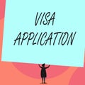 Word writing text Visa Application. Business concept for Form to ask permission travel or live in another country Back