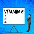 Word writing text Vitamin B. Business concept for Highly important sources and benefits of nutriments folate Businessman Royalty Free Stock Photo