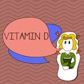 Word writing text Vitamin D. Business concept for Benefits of sunbeam exposure and certain fat soluble nutriments Girl