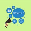 Word writing text Vitamin D. Business concept for Nutrient responsible for increasing intestinal absorption