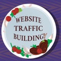 Word writing text Website Traffic Building. Business concept for cookies allow marketers to follow web users Hand Drawn